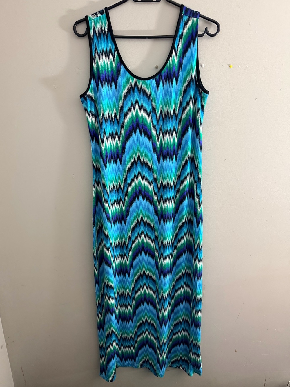 Mario Serrani Italy maxi dress Aurora blue pattern teal abstract pattern
